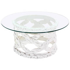 Tony Duquette Ribbon Round Coffee Table with Glass Top