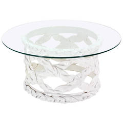 Tony Duquette Ribbon Round Coffee Table with Glass Top