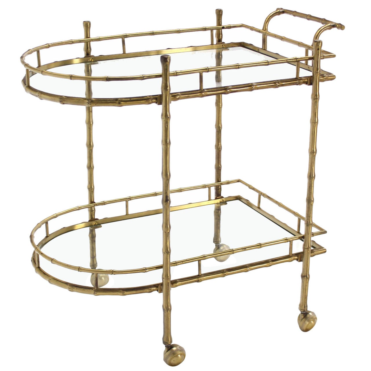 Faux Brass Bamboo Two-Tier Tea Serving Cart