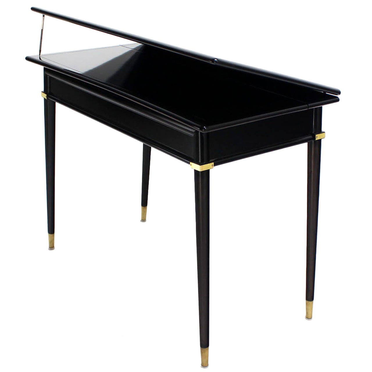 Black Lacquer Console Table with Four Extension Leaves at 1stdibs