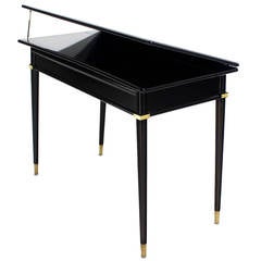 Black Lacquer Console Table with Four Extension Leaves 10