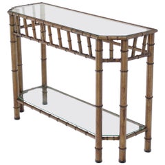 Table console moyenne en métal et faux bambou