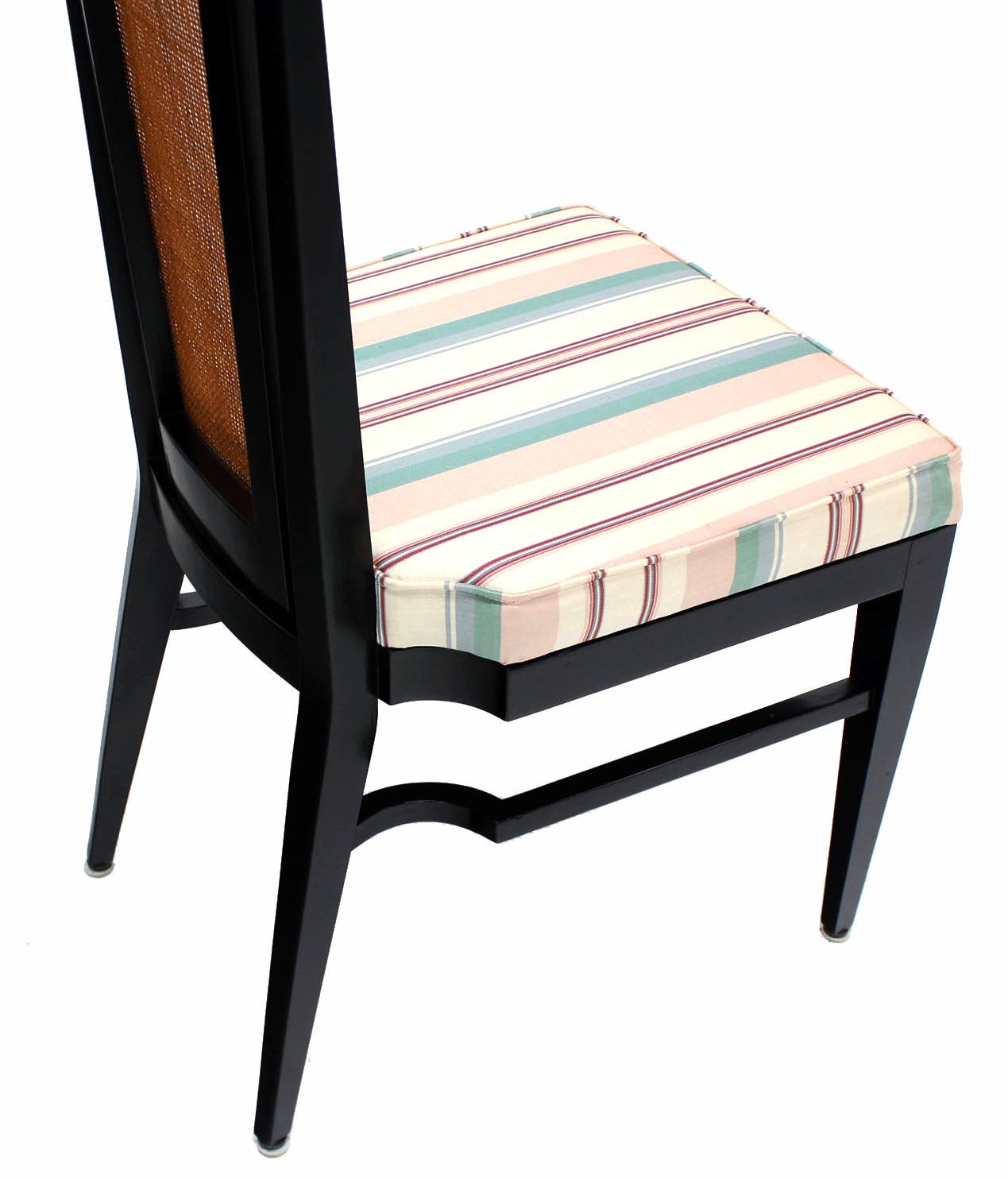 Set of Four Mid-Century Modern Ebonized Dining Chairs with Cane Backs 2