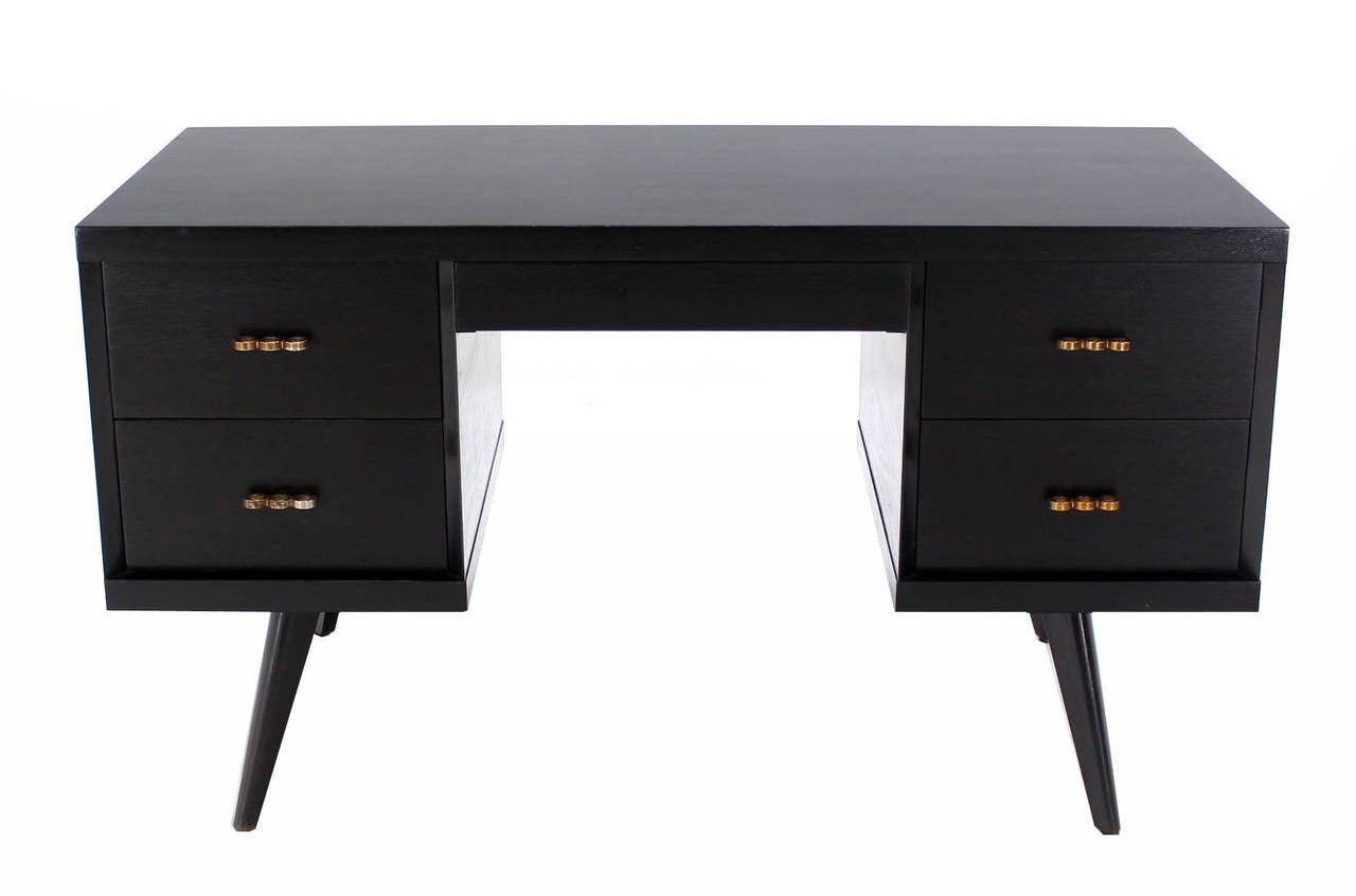 1950's Mid Century Modern Black Lacquer Desk Writing Table 2