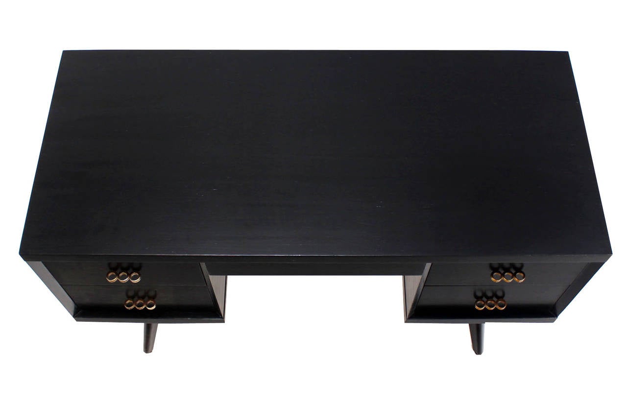 Mid-Century Modern 1950's Mid Century Modern Black Lacquer Desk Writing Table