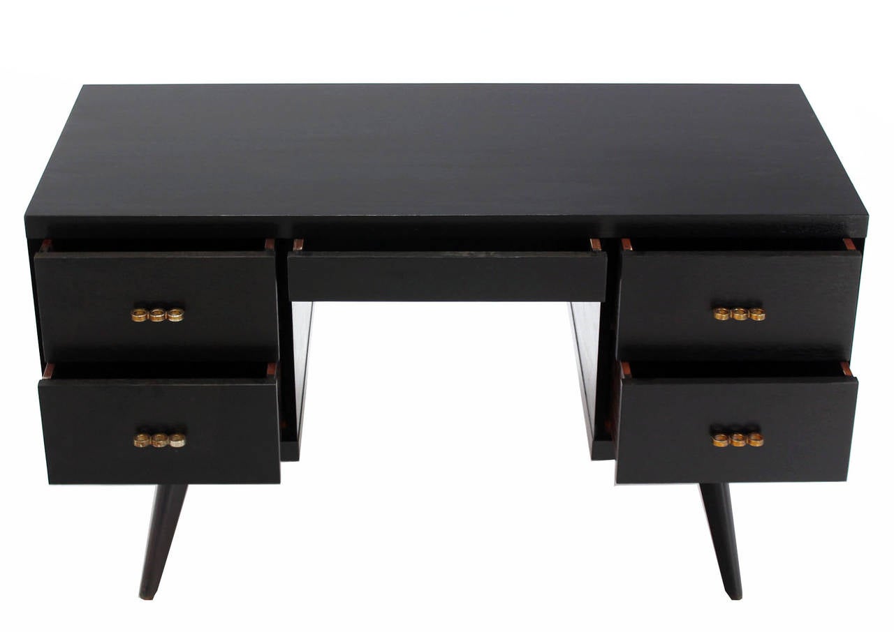 1950's Mid Century Modern Black Lacquer Desk Writing Table 1