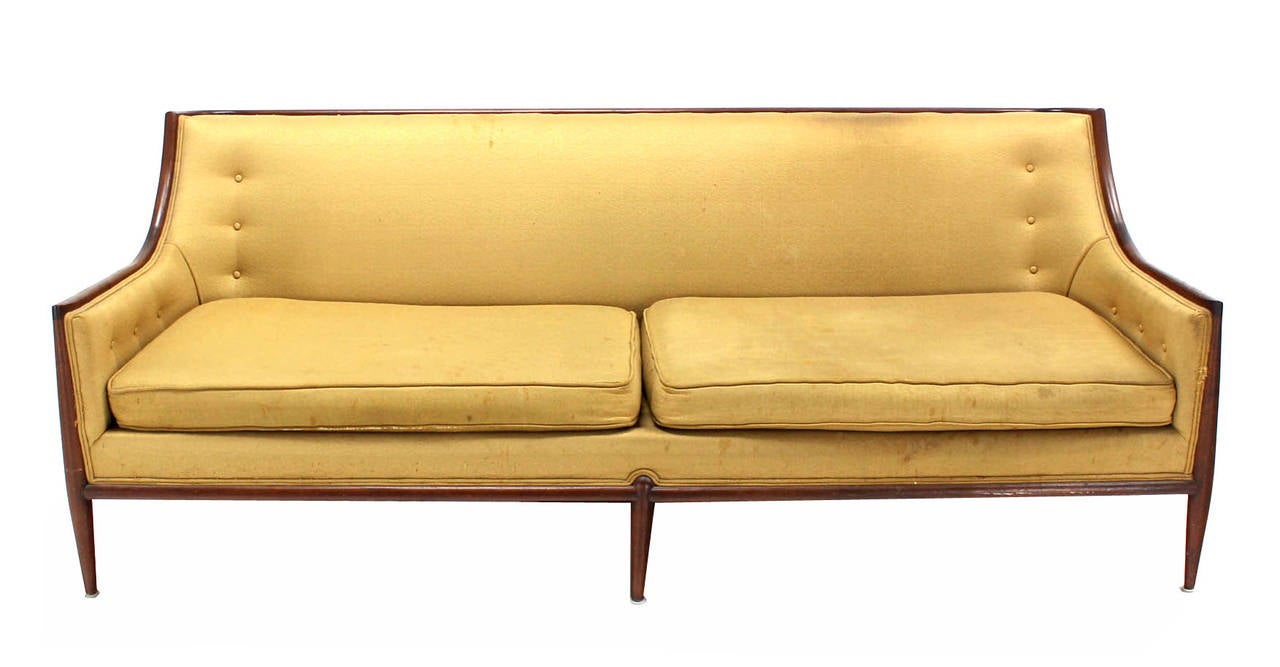 Mid Century Modern Walnut Frame Sofa In Fair Condition In Rockaway, NJ