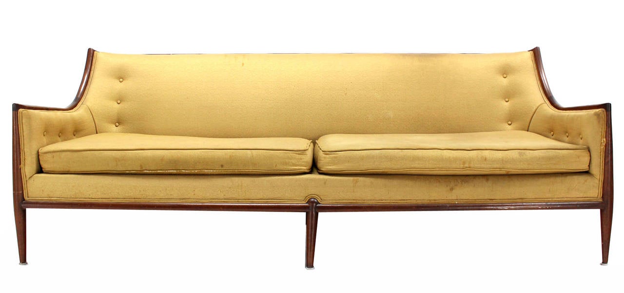 Mid Century Modern Walnut Frame Sofa 1