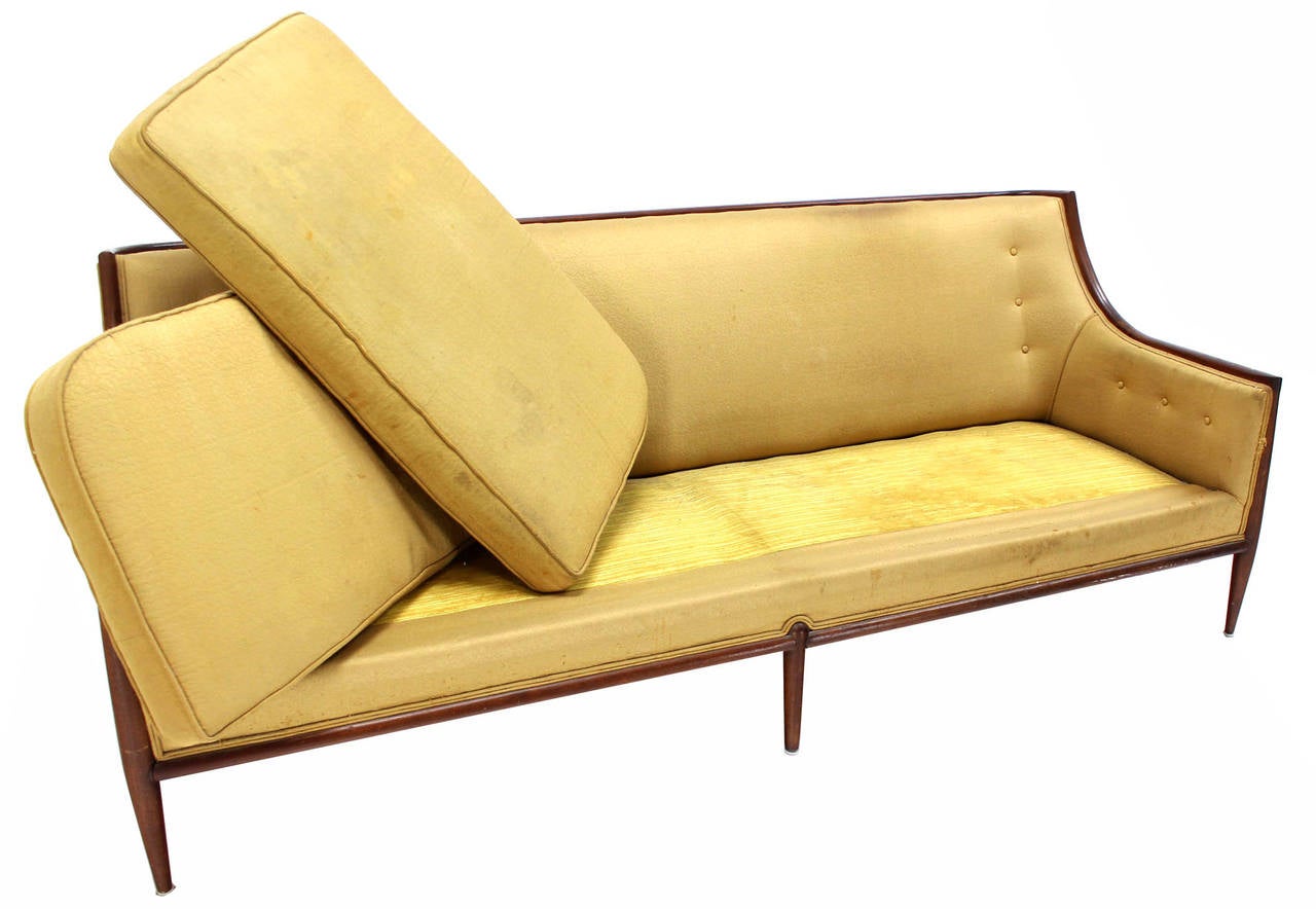 20th Century Mid Century Modern Walnut Frame Sofa