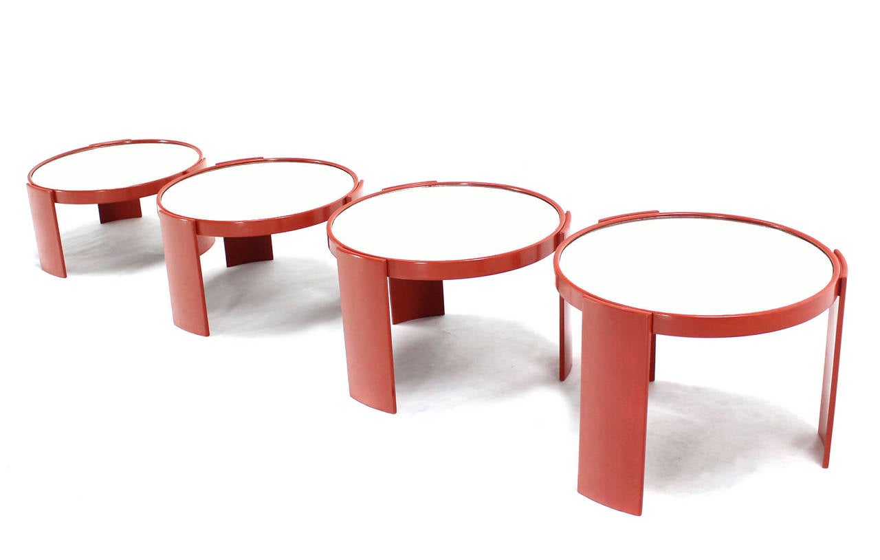 Set of 4 mid century modern stacking table in style of George Nelson.
Dimensions:
23x17