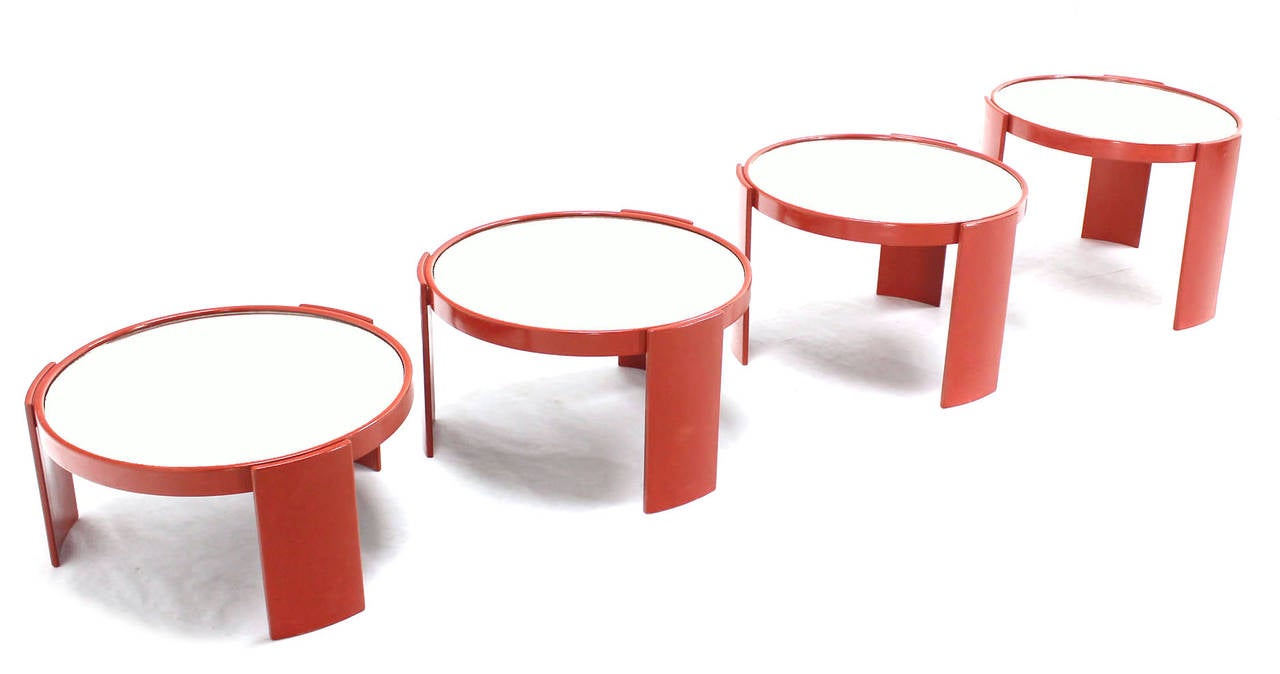 Set of 4 Stacking Mid Century Modern Round Tables 4