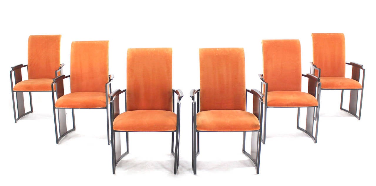Set of Six Mid-Century Modern Metal and Rosewood Frame Dining Chairs 2