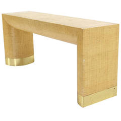 Grass Cloth Console or Sofa Table