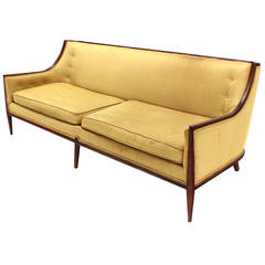 Mid Century Modern Walnut Frame Sofa