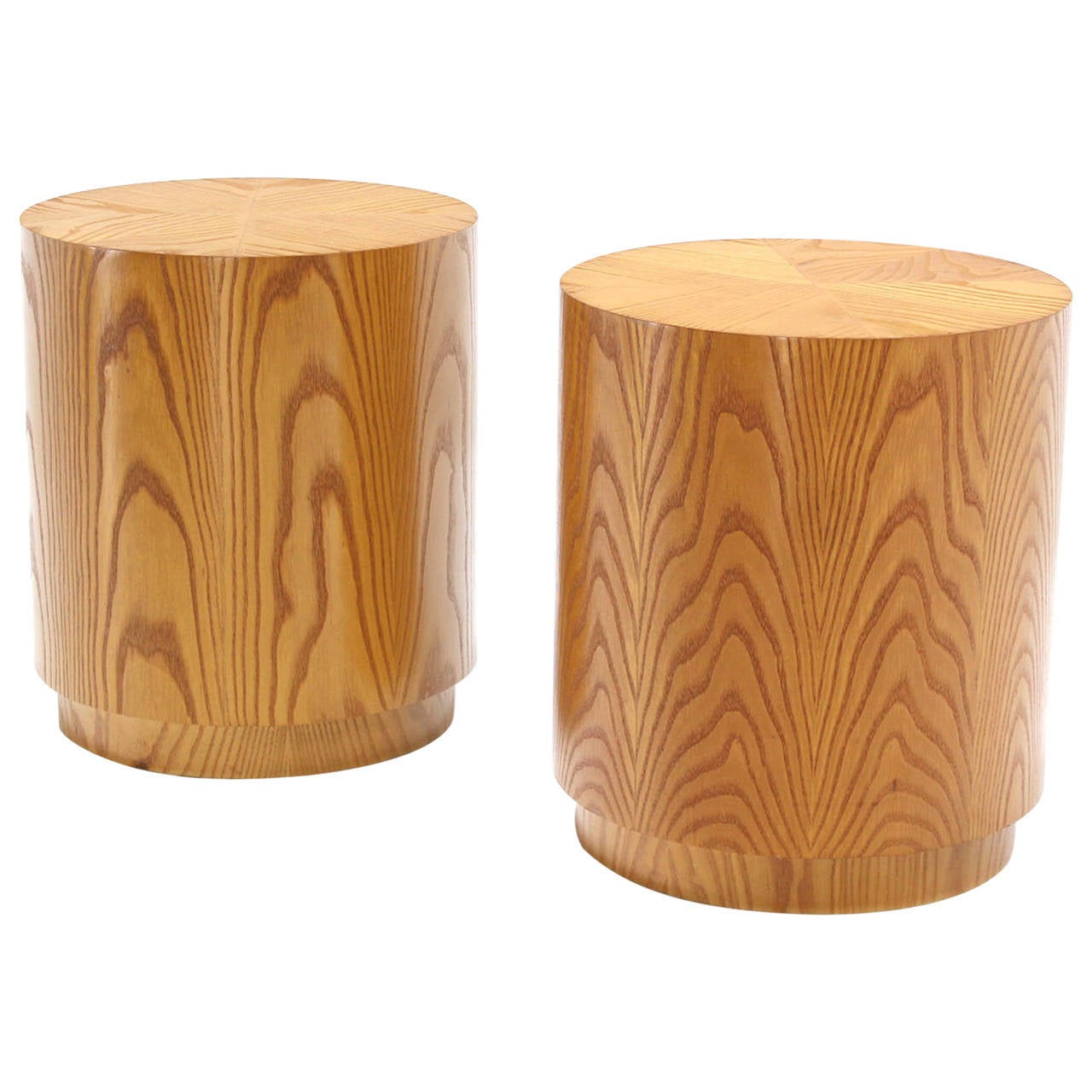 Pair of Drum Shape Side Tables at 1stDibs