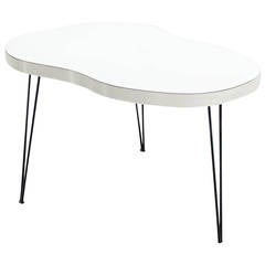Organic Guitar Shape Dining Table on Three Hairpin Legs