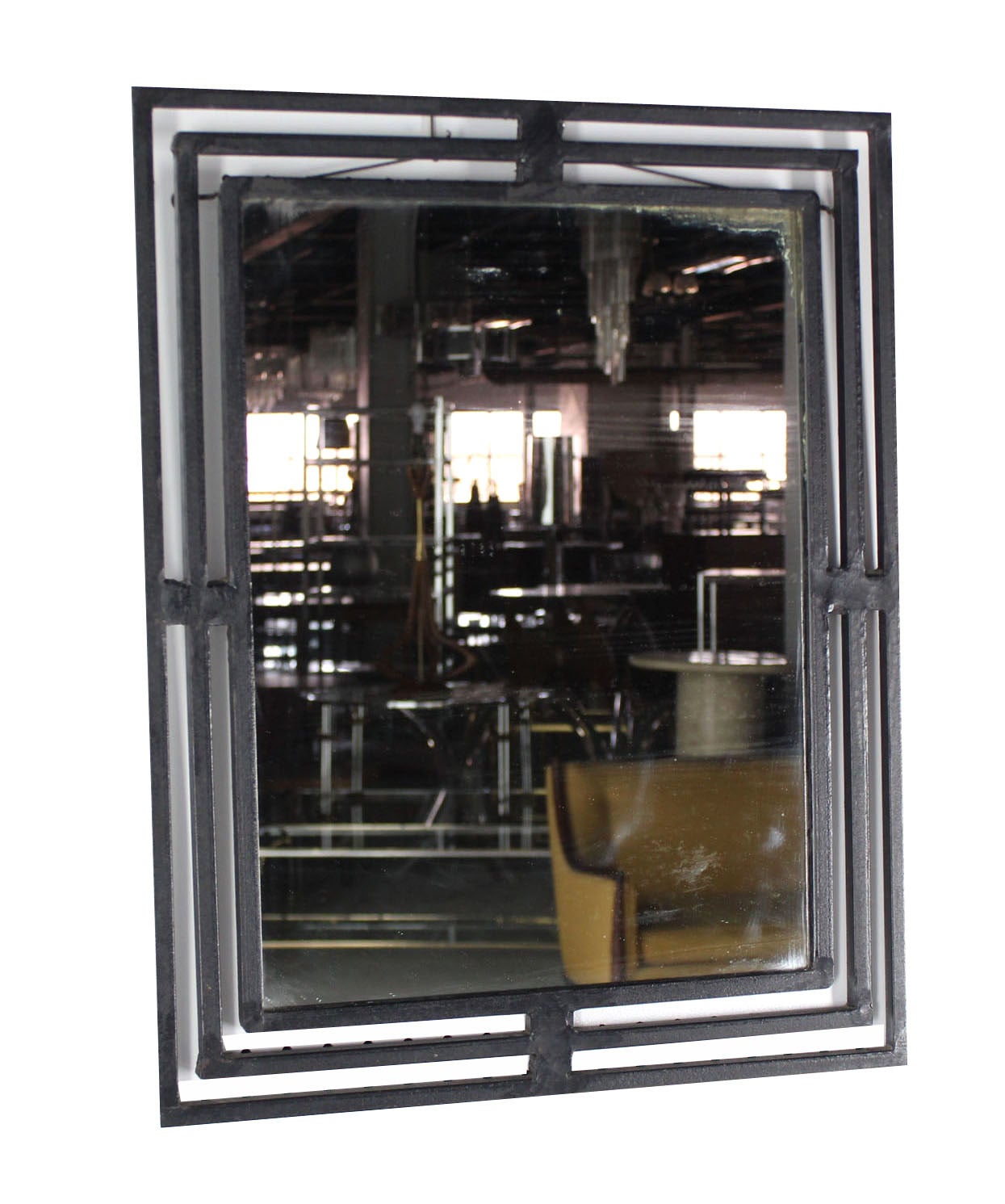 Mid  Century Modern Wrought Iron Marble Top Console w/ Matching Wall Mirror 2