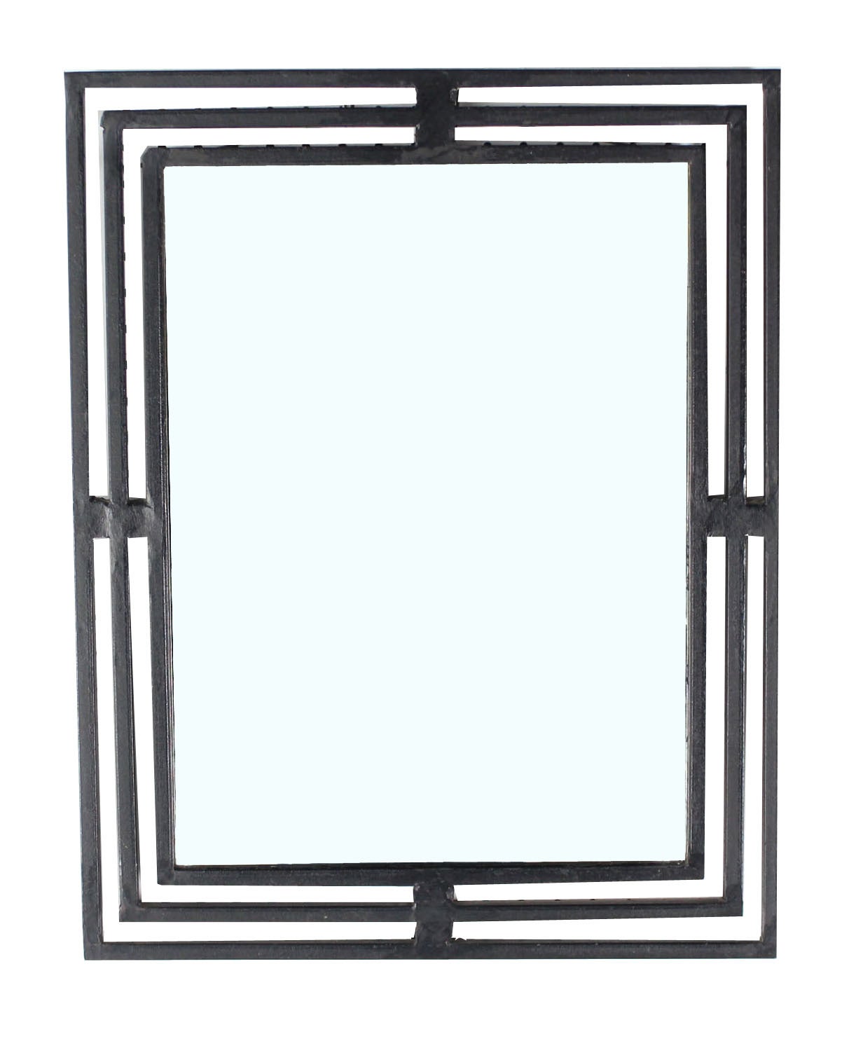 Mid  Century Modern Wrought Iron Marble Top Console w/ Matching Wall Mirror 1