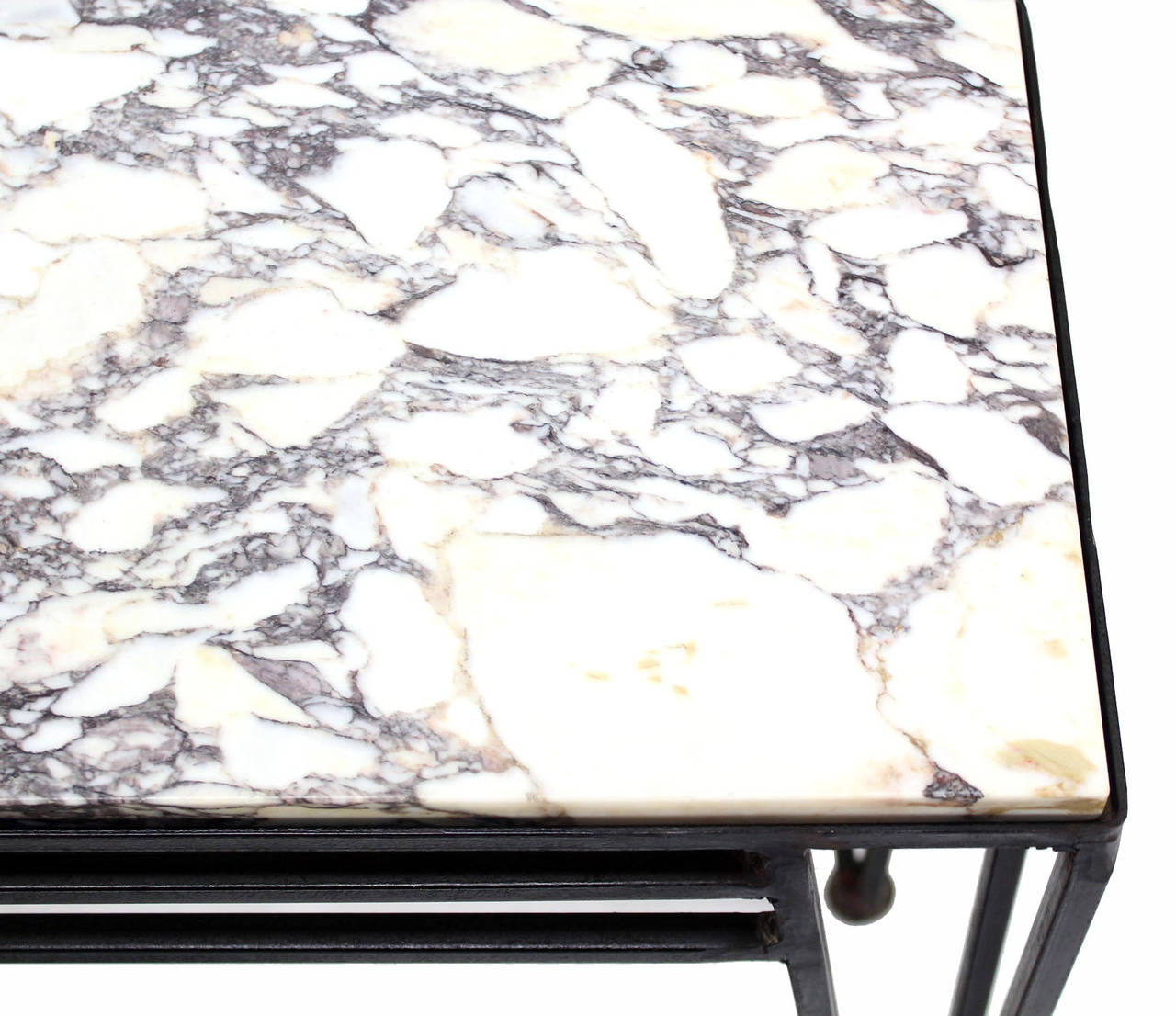 Mid-Century Modern Mid  Century Modern Wrought Iron Marble Top Console w/ Matching Wall Mirror