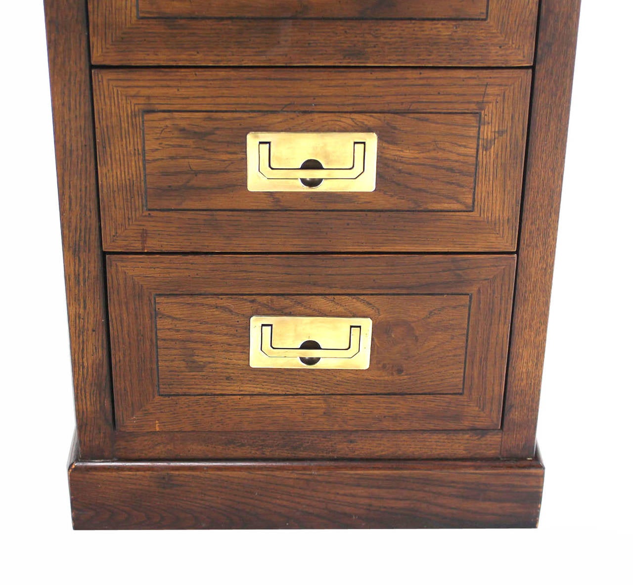 20th Century Mid-Century Modern Campaign Style Desk with Brass Pulls by Henredon