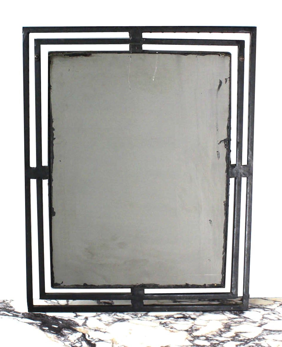 Mid  Century Modern Wrought Iron Marble Top Console w/ Matching Wall Mirror 3