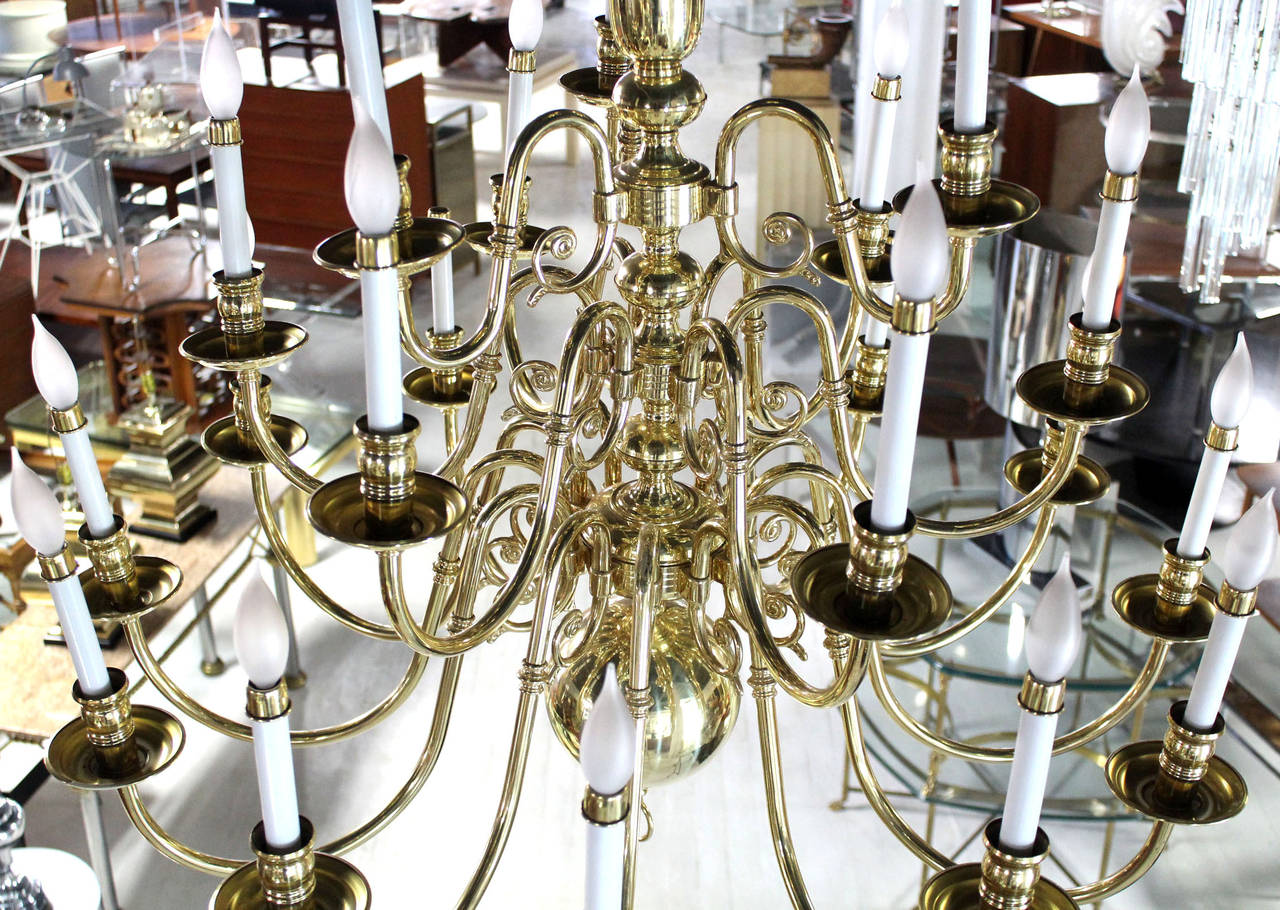 Unknown Large Vintage Brass Candelabra Chandelier