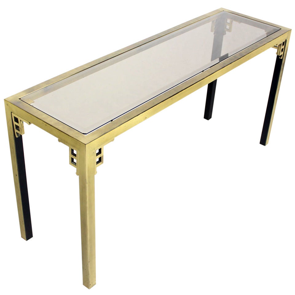 Mastercraft Mid Century Modern Brass and Glass Console Sofa Table