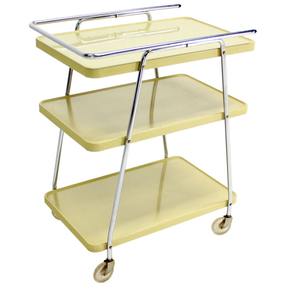 Mid-Century Modern Enameled Metal Serving Cart, circa 1950s