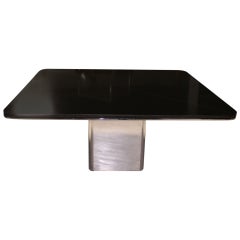 Square Granite Top and Stainless Base Dining or Conference Table by Brueton