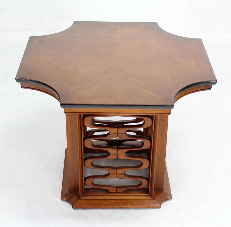 Occasional Side Table with Carved Walnut Base in Midcentury Decor 3