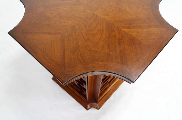 American Occasional Side Table with Carved Walnut Base in Midcentury Decor