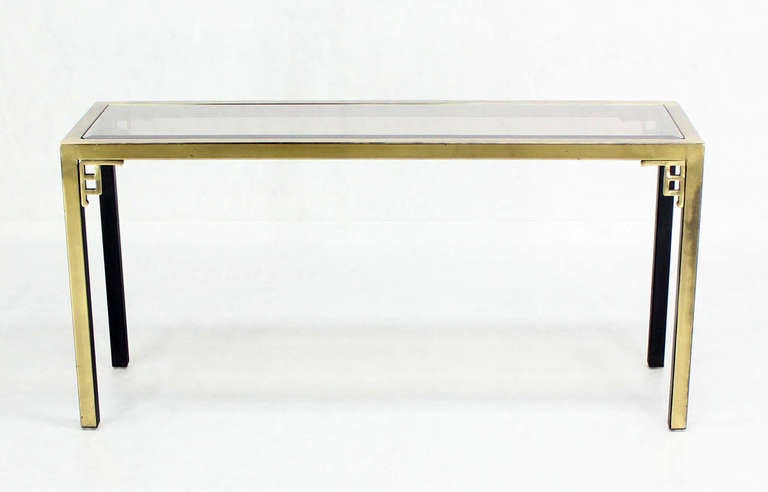 Mastercraft Mid Century Modern Brass and Glass Console Sofa Table 1