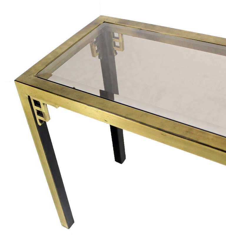 Mastercraft Mid Century Modern Brass and Glass Console Sofa Table 3