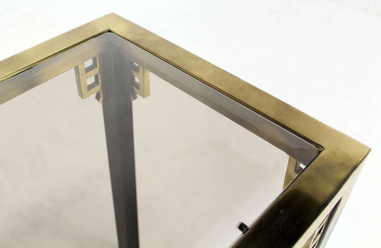 American Mastercraft Mid Century Modern Brass and Glass Console Sofa Table