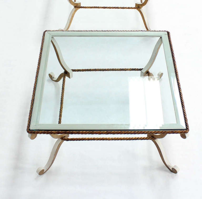 Pair of Hollywood Regency Italian Gilt-Metal Tassel End Tables