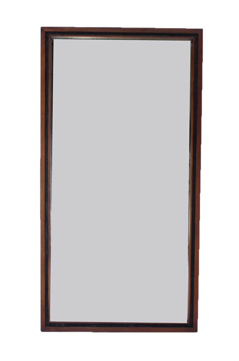 Rectangular Milo Baughman Mid-Century Modern Walnut Mirror In Excellent Condition In Rockaway, NJ