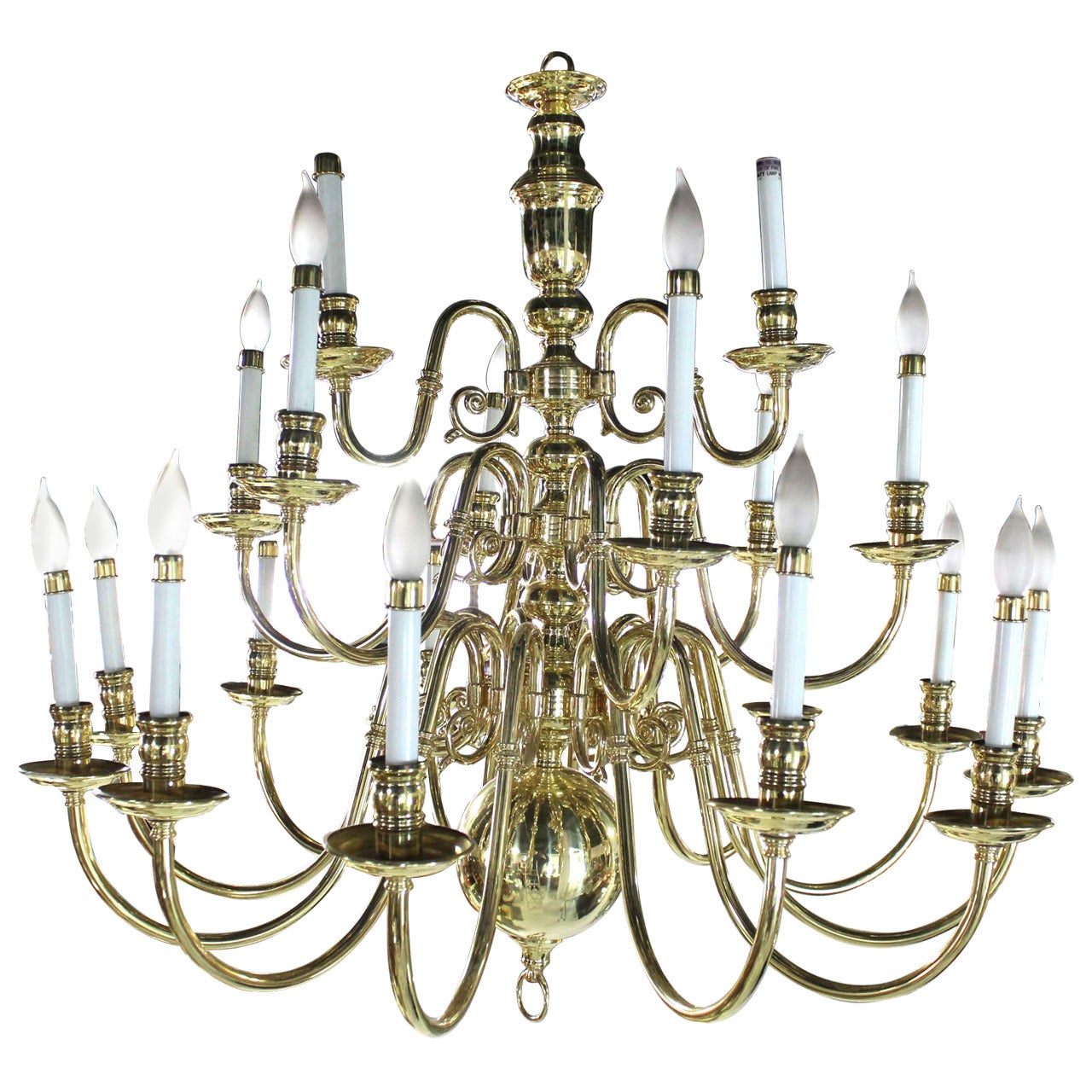 Large Vintage Brass Candelabra Chandelier