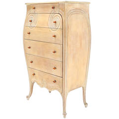 Carved Bombay High Chest Dresser with Bakelite Pulls on High Legs, circa 1930s 7