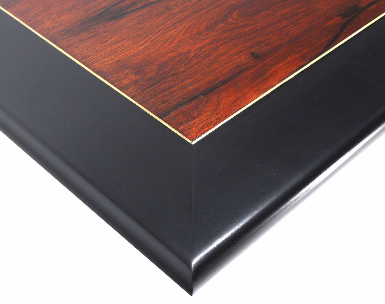 American Pedestal Base Brass Rosewood and Ebonised Walnut Dining Table