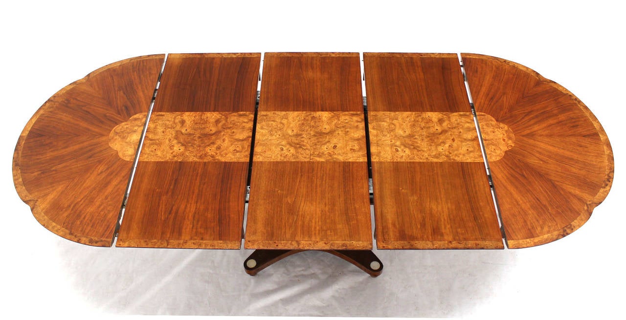 Outstanding burl wood inlaid DR table with 3x20