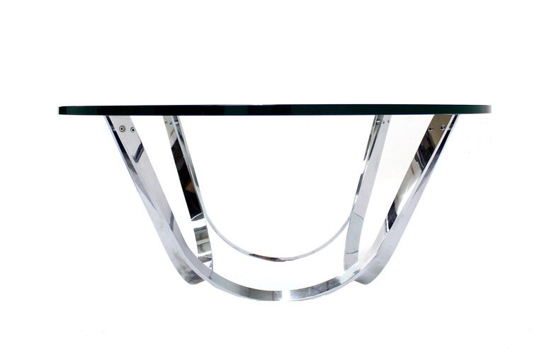 Roger Sprunger for Dunbar Chrome and Glass Coffee Table, Mid-Century Modern In Excellent Condition In Rockaway, NJ