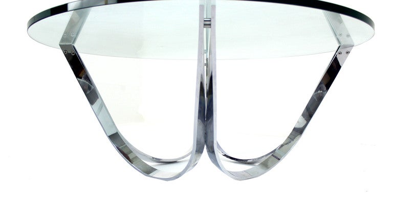 20th Century Roger Sprunger for Dunbar Chrome and Glass Coffee Table, Mid-Century Modern