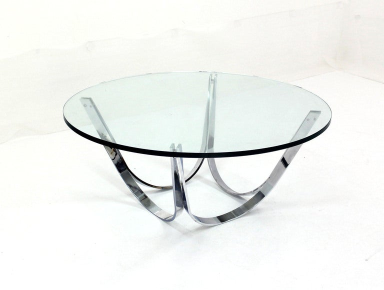 Roger Sprunger for Dunbar Chrome and Glass Coffee Table, Mid-Century Modern 4