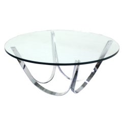 Roger Sprunger for Dunbar Chrome and Glass Coffee Table, Mid-Century Modern