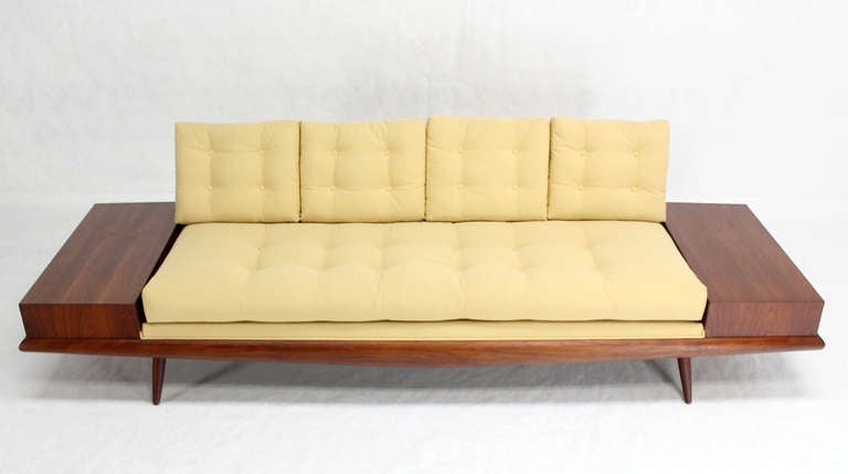 Adrian Pearsall Mid-Century Modern Sofa with Walnut End Table, New Upholstery In Excellent Condition In Rockaway, NJ