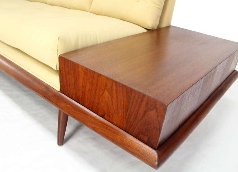 Lacquered Adrian Pearsall Mid-Century Modern Sofa with Walnut End Table, New Upholstery