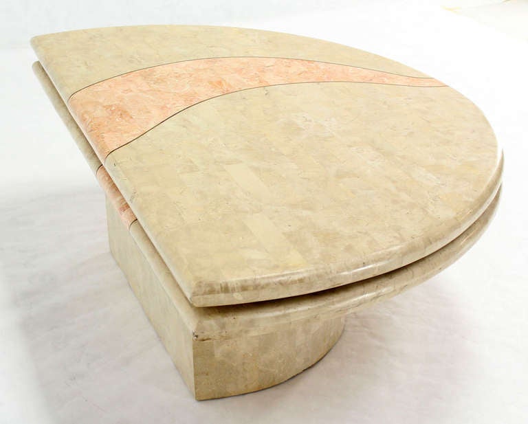 Mid-Century Modern Revolving Expandable Tessellated-Top Round Coffee Table