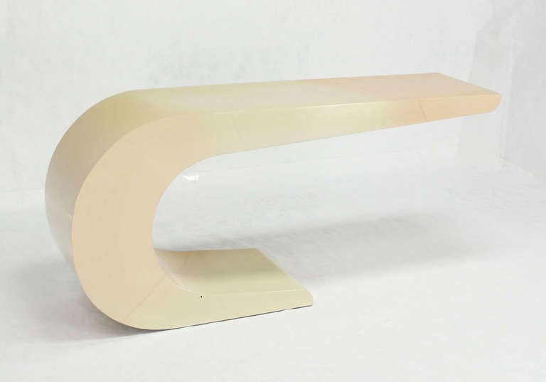 Very nice mid century modern white and pink console table.
