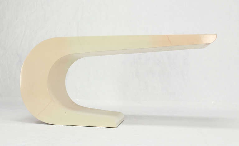 Two Tone White Lacquer Console Mid Century Modern Karl Springer Style 2