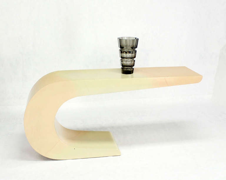 Two Tone White Lacquer Console Mid Century Modern Karl Springer Style 3